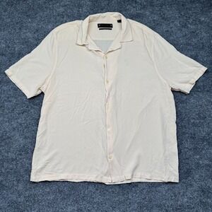AllSaints Camp Men's 2XL Relaxed-Fit Short Sleeve Shirt Cream Solid Loop